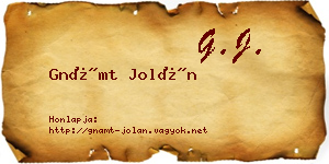 Gnámt Jolán névjegykártya